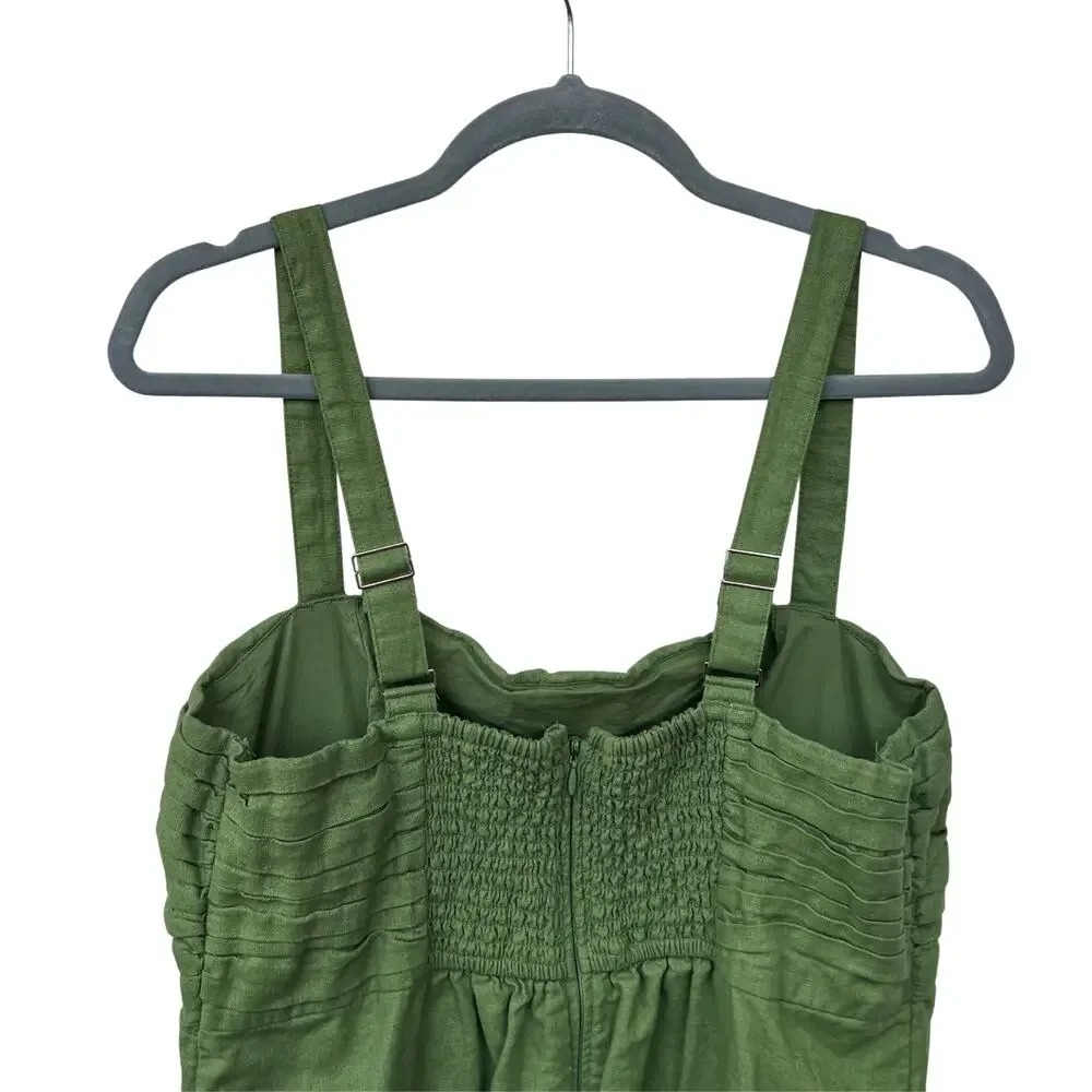 Abercrombie Emerson Linen Blend Skort Green XLT Adjustable Waist Smocked Back - Picture 6 of 10